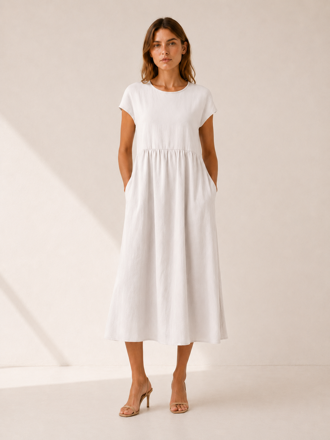 Thora | Midi Dress with Gathered Waist