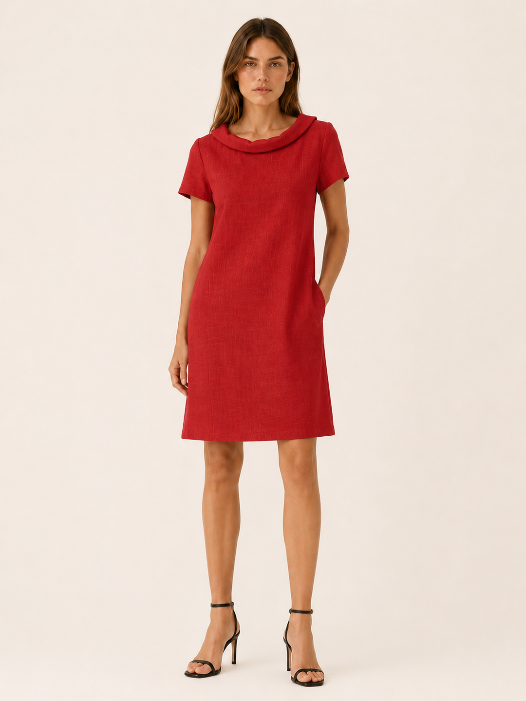 Verena | Linen Cotton Mini Dress with Rolled Neckline