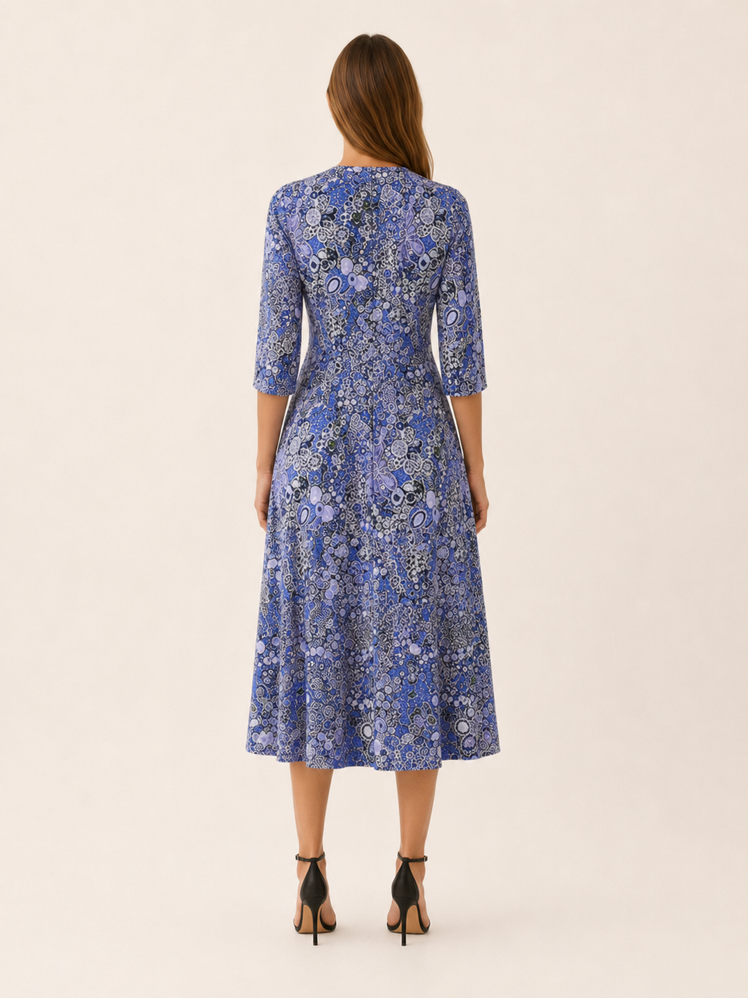Viola | Printed Midi Dress with V Neck and Pockets