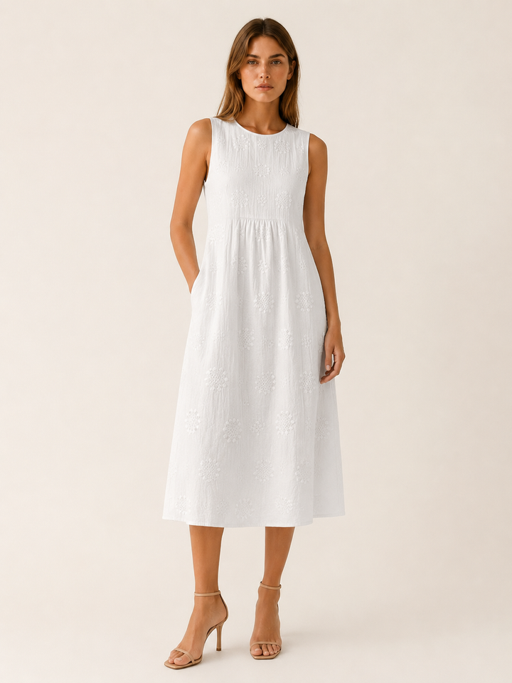 Vittoria | Textured Midi Dress with Round Neck