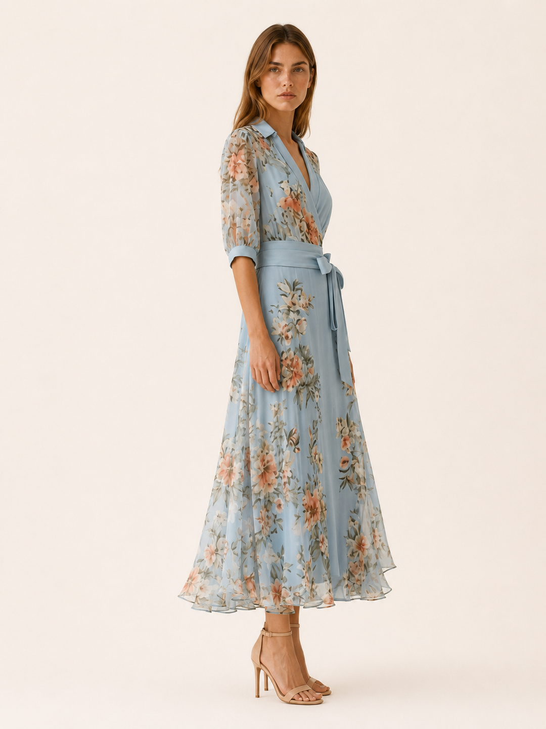 Wren | Floral Maxi Dress with V Neck and Tie Waist