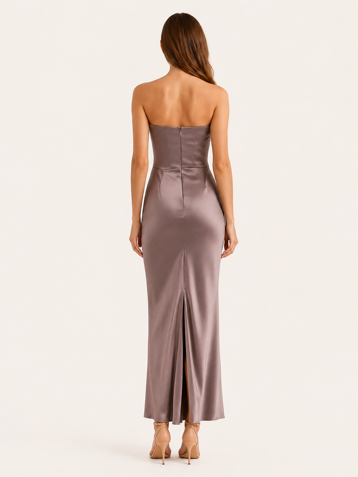 Xanthe | Strapless Maxi Dress with Draped Waist