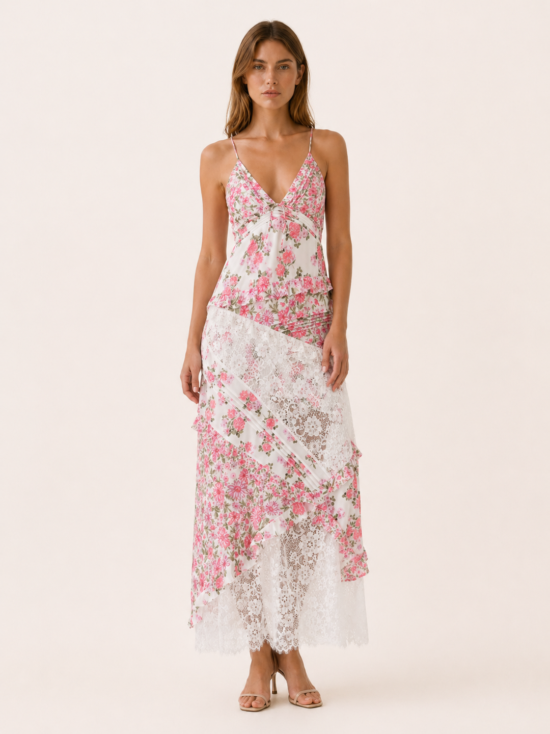 Zaria | Floral Lace Maxi Dress with Open Back