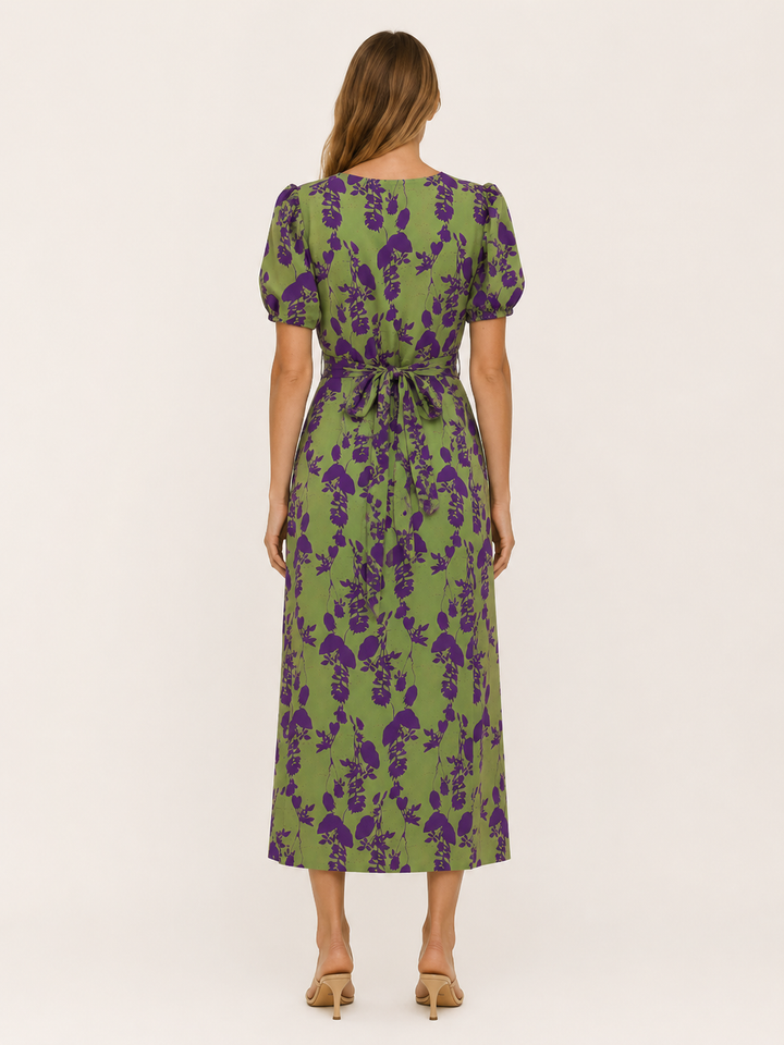 Zinnia | Floral Midi Dress with Twist Front